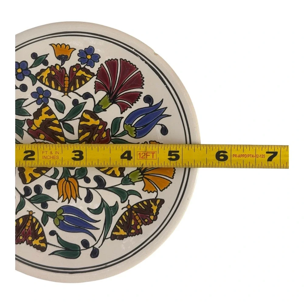Manousakis Keramik Rodos Greece Hand Made Floral Butterfly Ceramic Plate 7